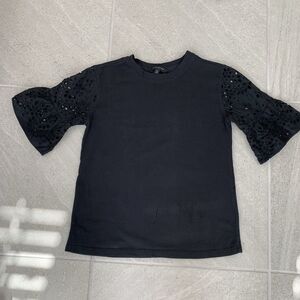 Banana Republic Black Lace Sleeve Blouse Top Size XS